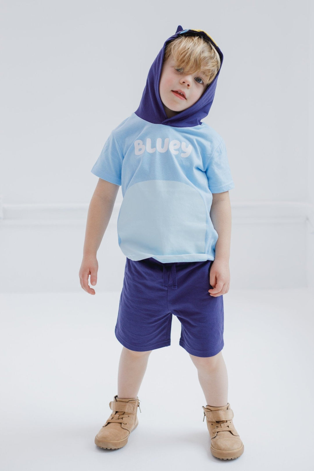 Bluey Hooded Cosplay T-Shirt and French Terry Shorts Outfit Set - imagikids