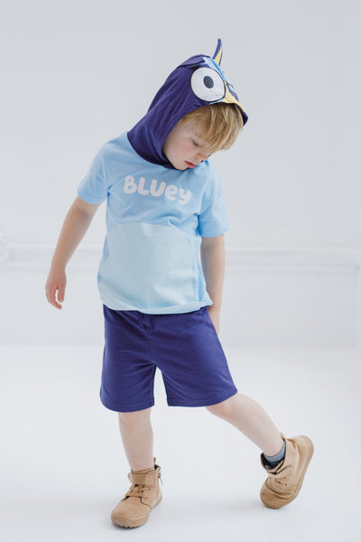 Bluey Hooded Cosplay T-Shirt and French Terry Shorts Outfit Set - imagikids
