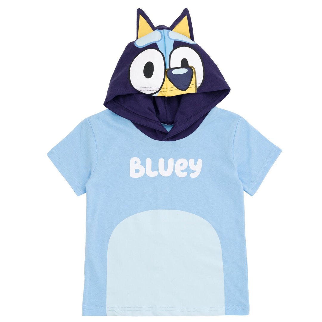 Bluey Hooded Cosplay T-Shirt and French Terry Shorts Outfit Set - imagikids