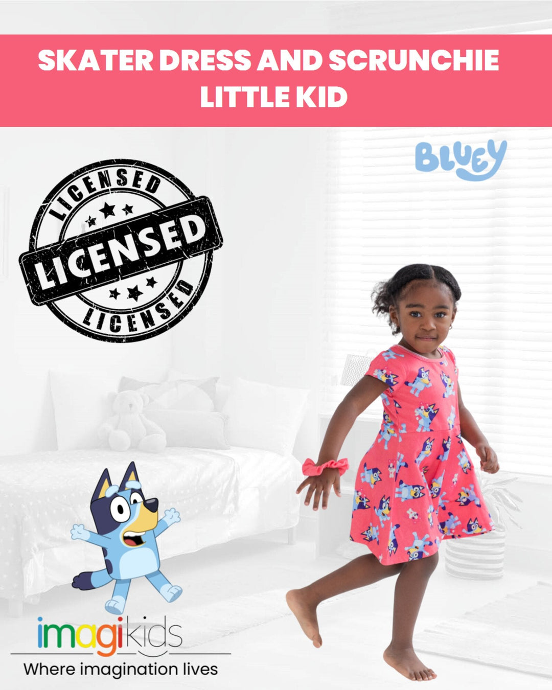 Bluey Skater Dress and Scrunchie | imagikids Baby and Kids Clothing