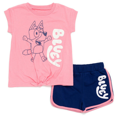 Bluey T-Shirt and Active Retro Dolphin French Terry Shorts Outfit Set - imagikids