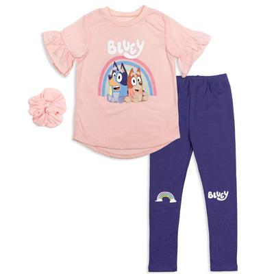 Bluey Toddler Girls Cosplay T-Shirt Dress and Leggings Outfit Set Toddler  to Big Kid 