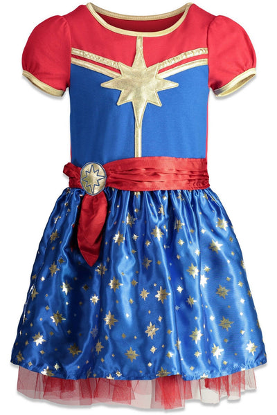 Captain Marvel Tulle Short Sleeve Dress and Headband - imagikids