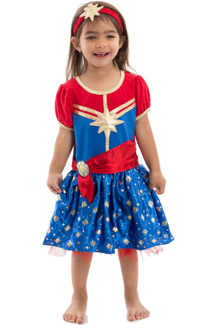 Captain Marvel Tulle Short Sleeve Dress and Headband - imagikids