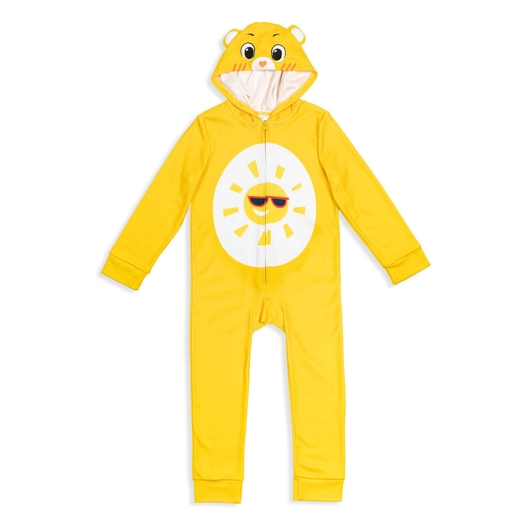 Care Bears Funshine Bear Fleece Zip Up Costume Pajama Coverall - imagikids