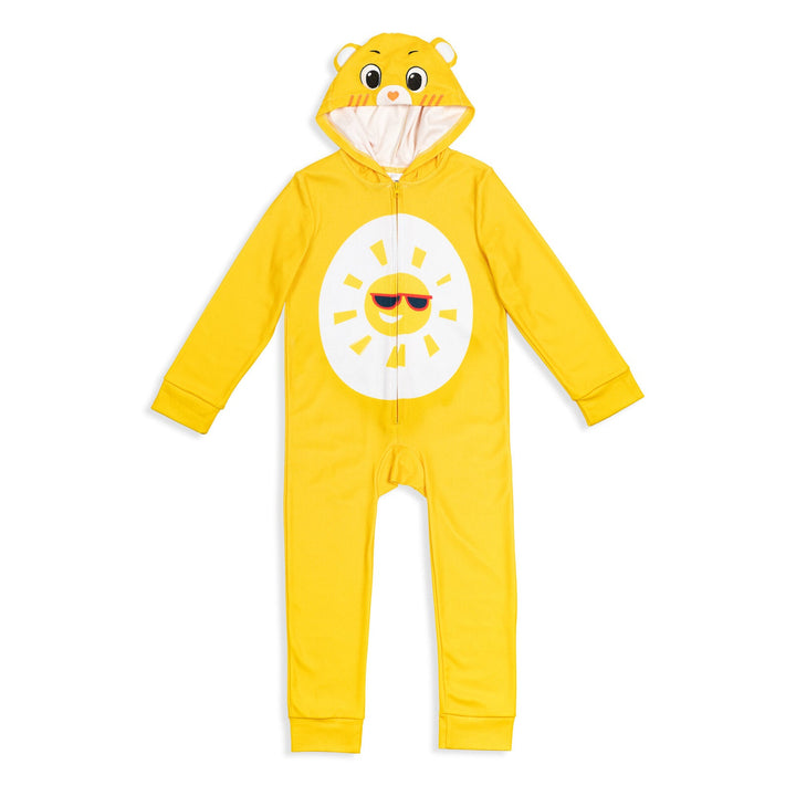 Care Bears Funshine Bear Fleece Zip Up Costume Pajama Coverall - imagikids