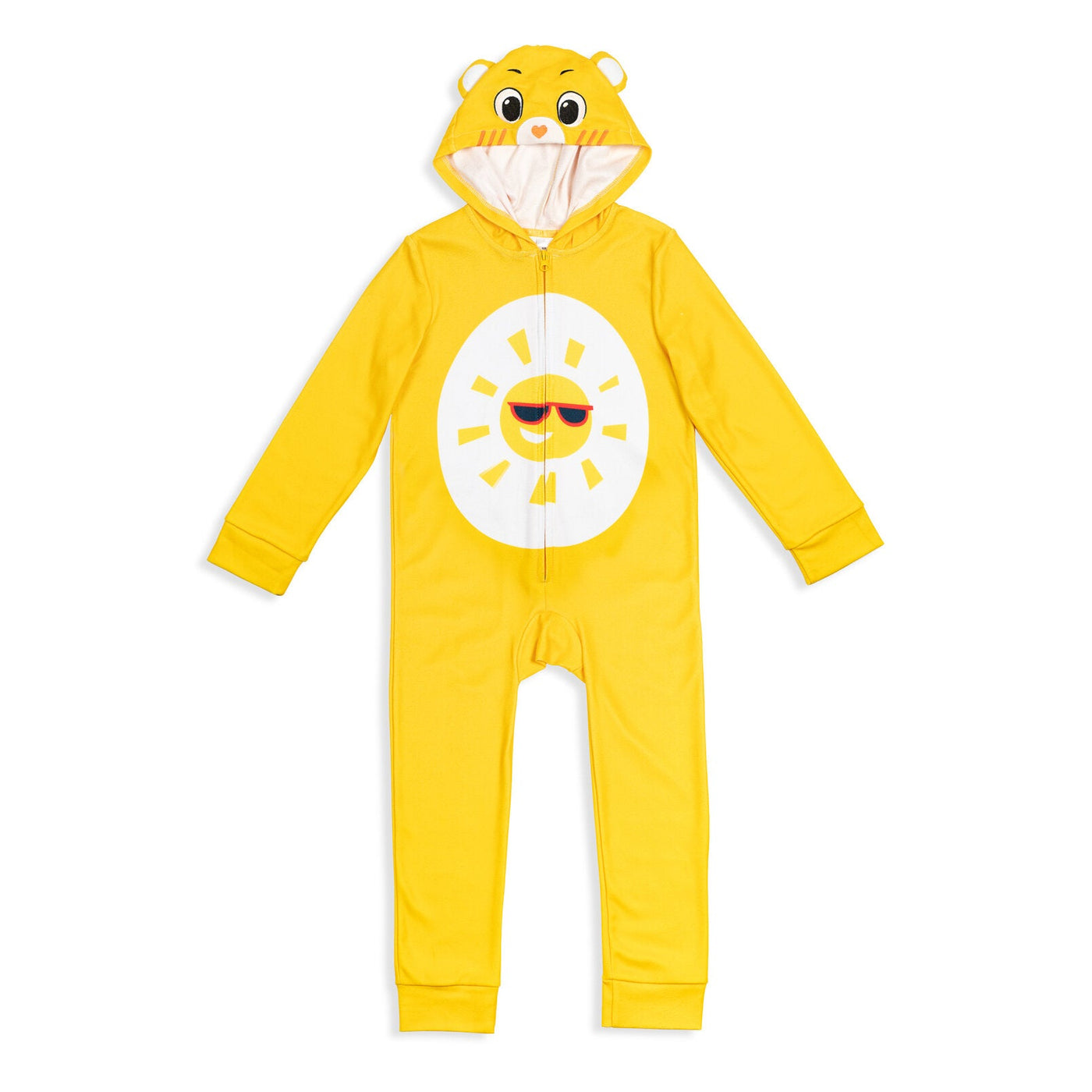 Care Bears Funshine Bear Fleece Zip Up Costume Pajama Coverall - imagikids