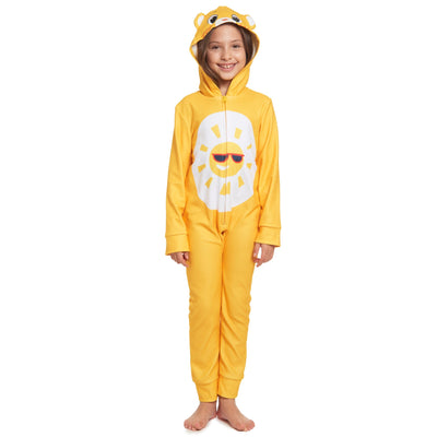 Care Bears Funshine Bear Fleece Zip Up Costume Pajama Coverall - imagikids