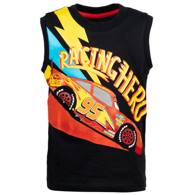 Cars Pixar Cars Lightning McQueen T-Shirt Tank Top and French Terry Shorts 3 Piece Outfit Set - imagikids