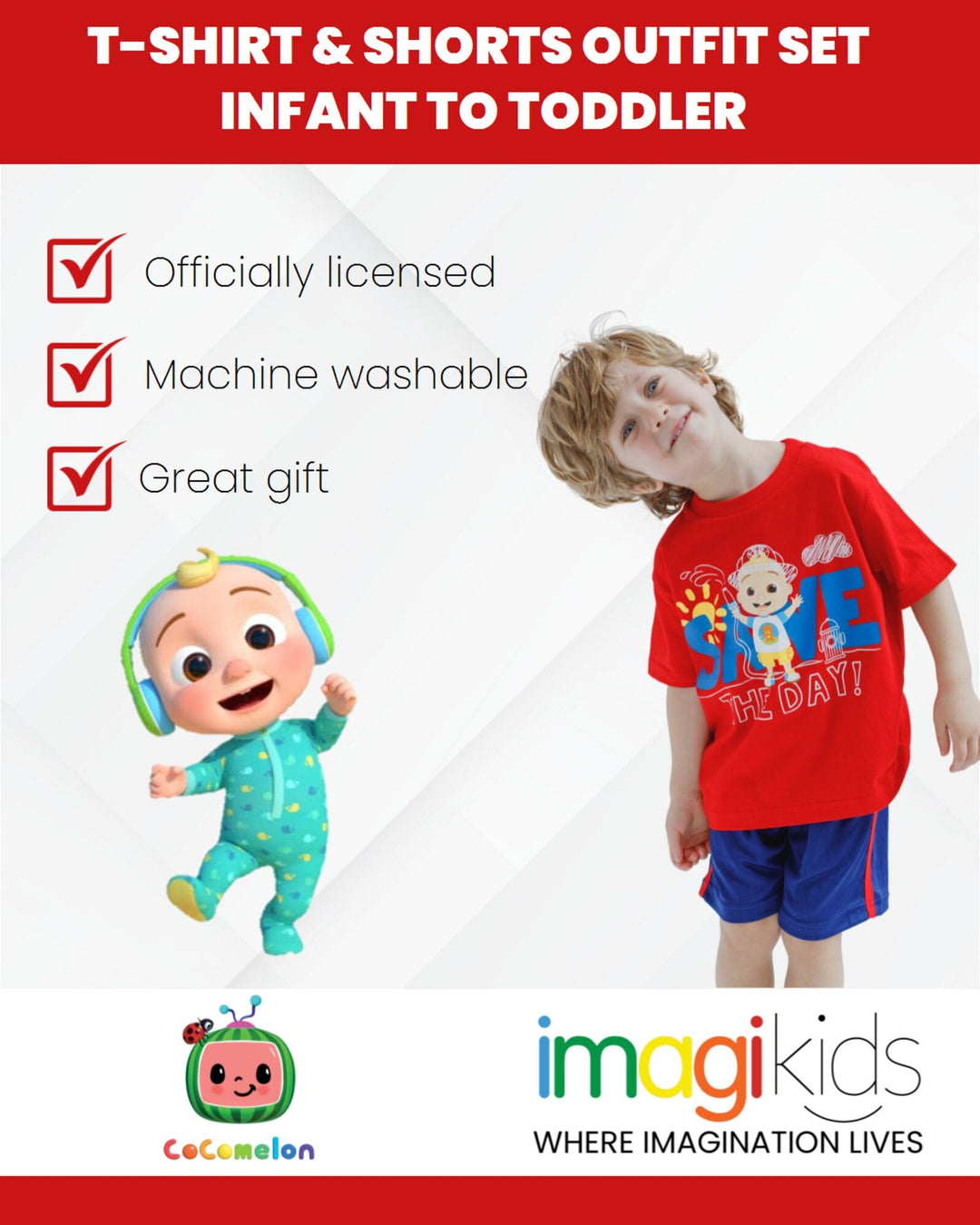 CoComelon Cocomelon JJ T-Shirt and Athletic Mesh Shorts Outfit Set - imagikids