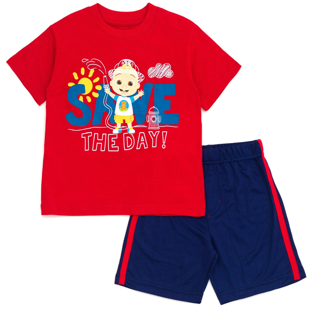 CoComelon Cocomelon JJ T-Shirt and Athletic Mesh Shorts Outfit Set - imagikids