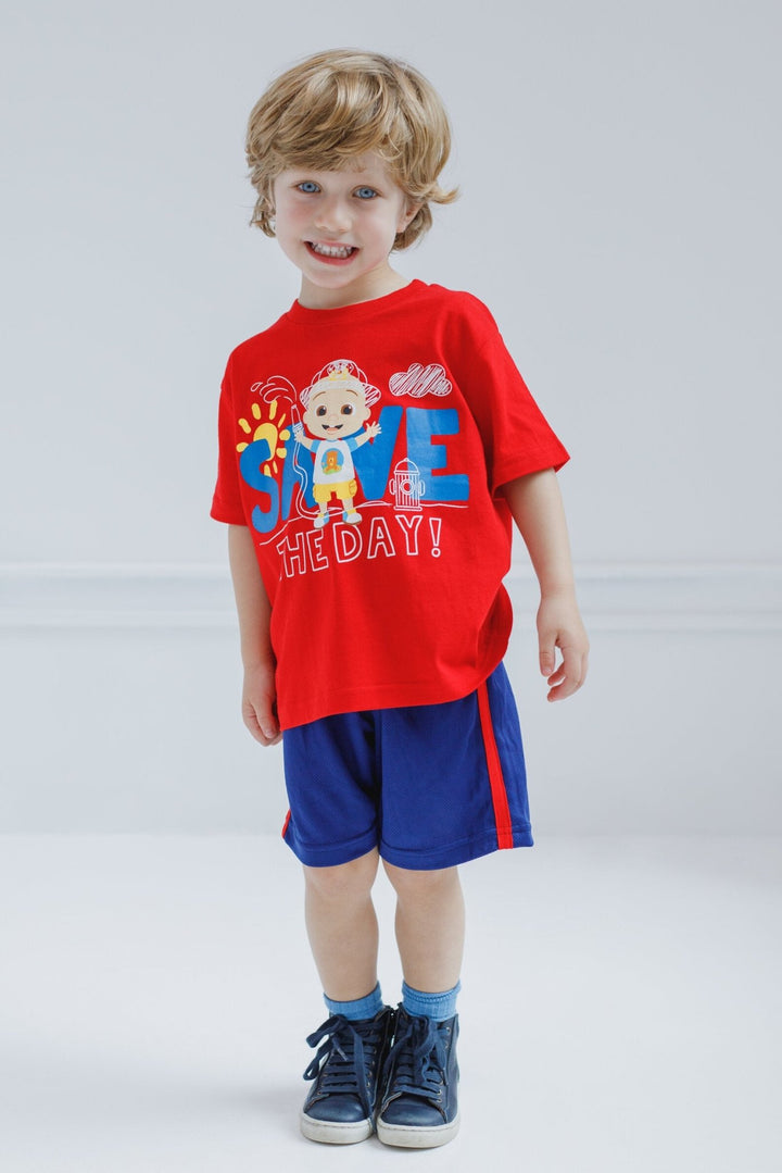 CoComelon Cocomelon JJ T-Shirt and Athletic Mesh Shorts Outfit Set - imagikids