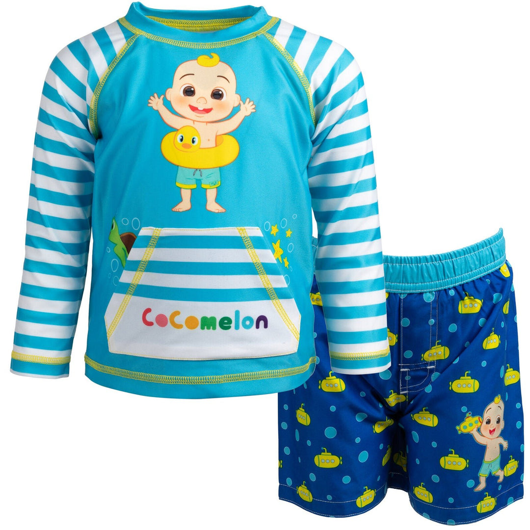 CoComelon JJ Rash Guard and Swim Trunks Outfit Set - imagikids