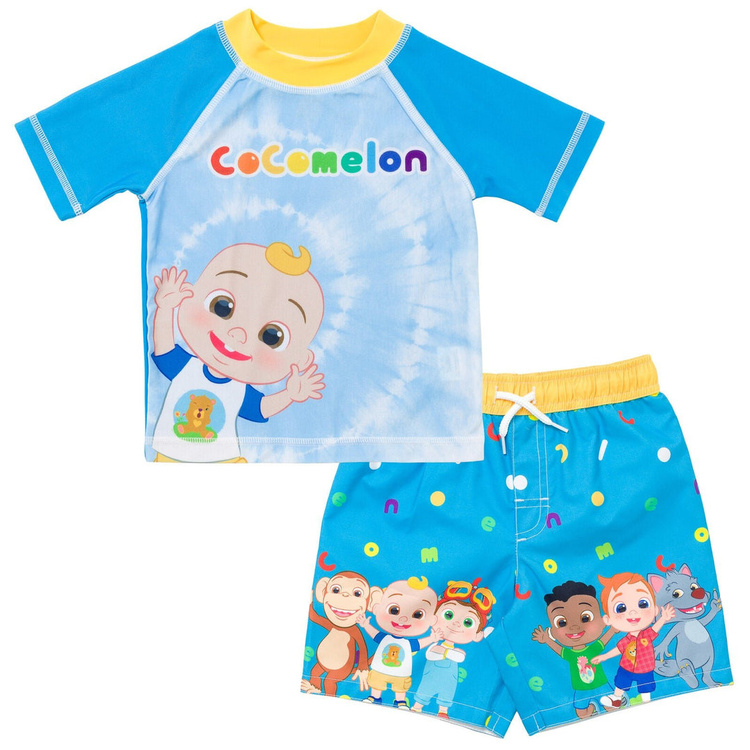 CoComelon UPF 50+ Rash Guard Swim Trunks Outfit Set - imagikids