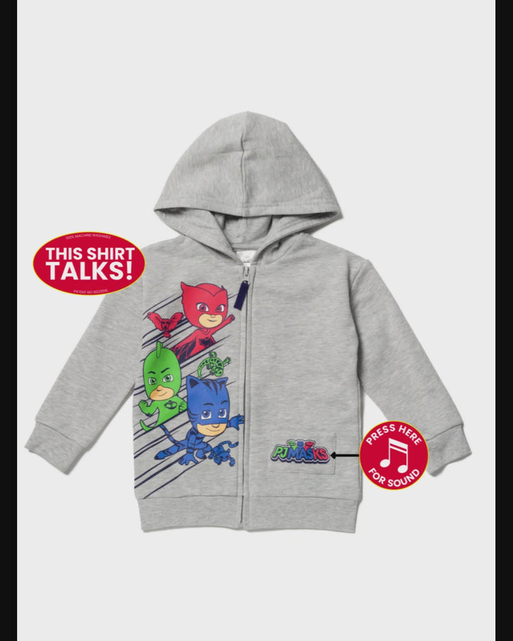 PJ Masks Gekko Owlette Catboy - Sudadera con capucha de forro polar con cremallera para niños pequeños a niños grandes