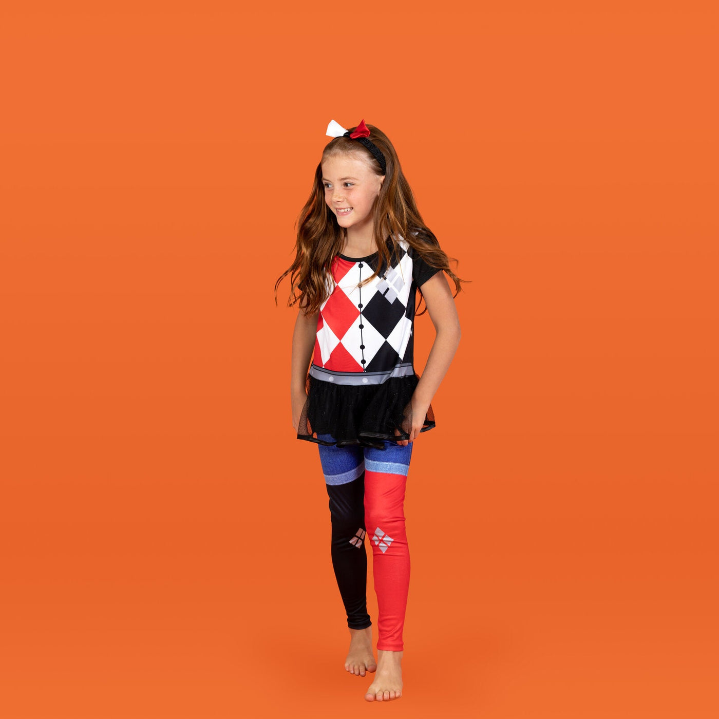 DC Comics Harley Quinn Costume Dress Leggings and Headband 3 Piece Set - imagikids