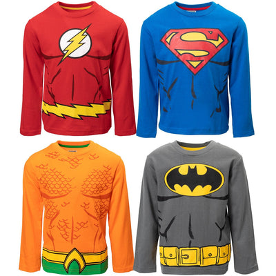 DC Comics Justice League 4 Pack Costume Long Sleeve Graphic T-Shirts - imagikids
