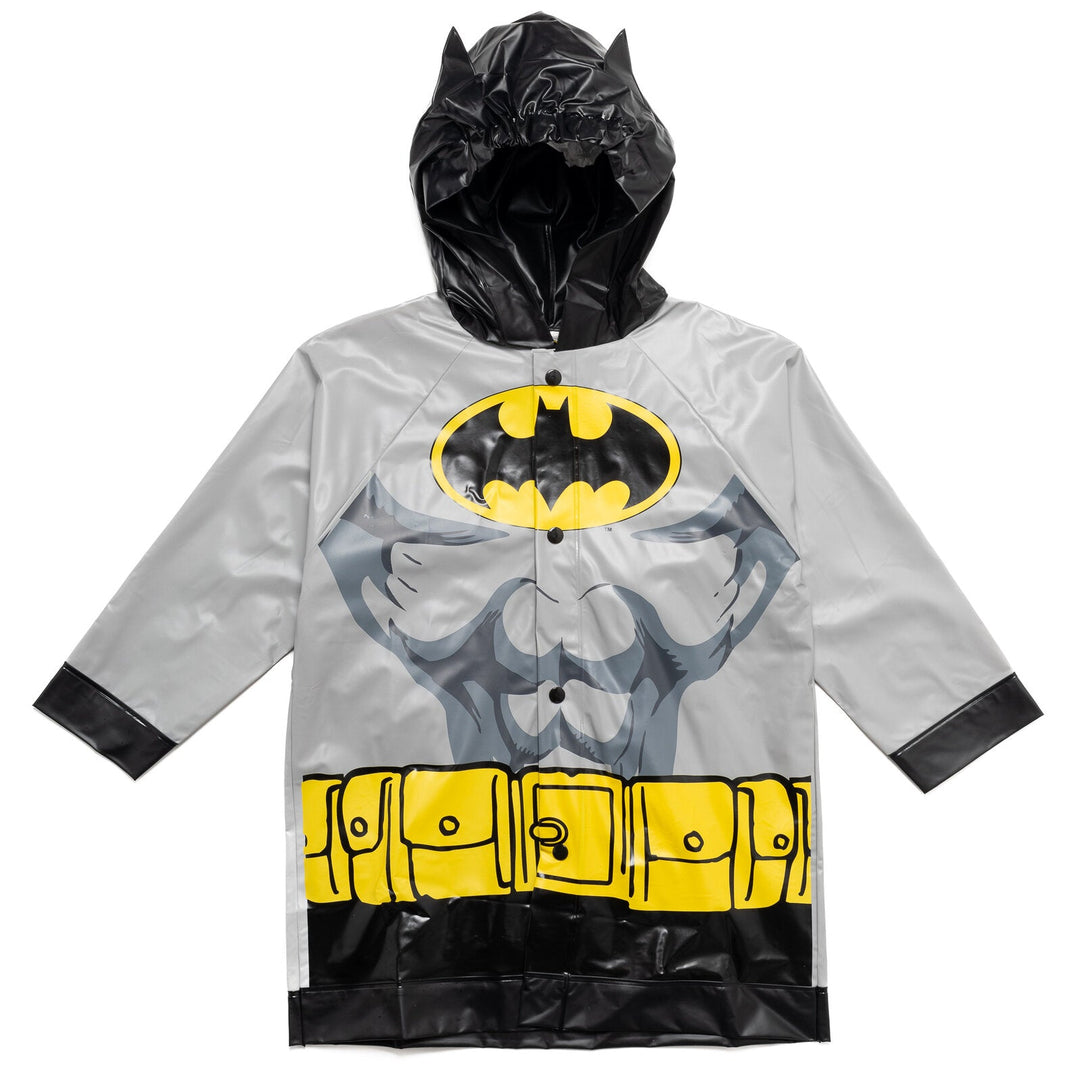 DC Comics Justice League Batman Costume Waterproof Rain Jacket Cape and Umbrella 3 Piece Outfit Set - imagikids