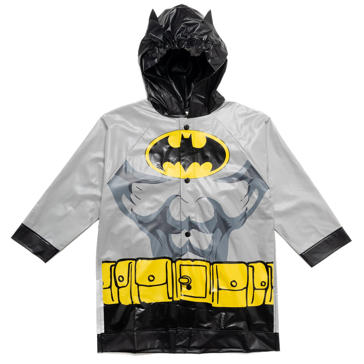 DC Comics Justice League Batman Costume Waterproof Rain Jacket Cape and Umbrella 3 Piece Outfit Set - imagikids