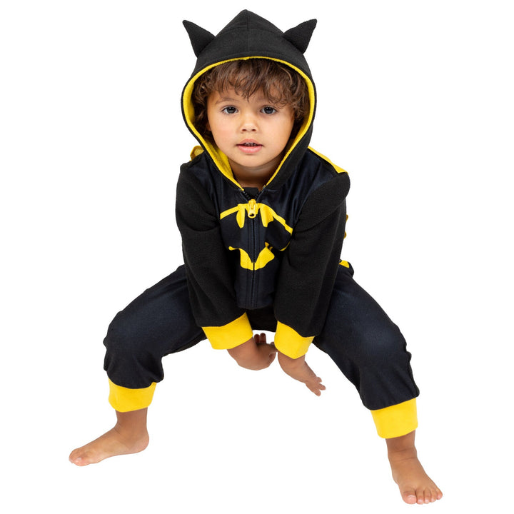 DC Comics Justice League Batman Fleece Zip Up Pajama Coverall and Cape - imagikids