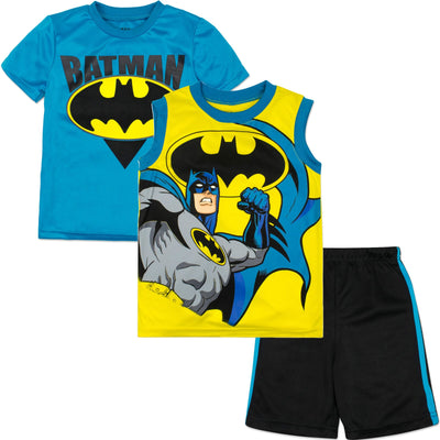 DC Comics Justice League Batman T-Shirt Tank Top and Shorts 3 Piece Outfit Set - imagikids