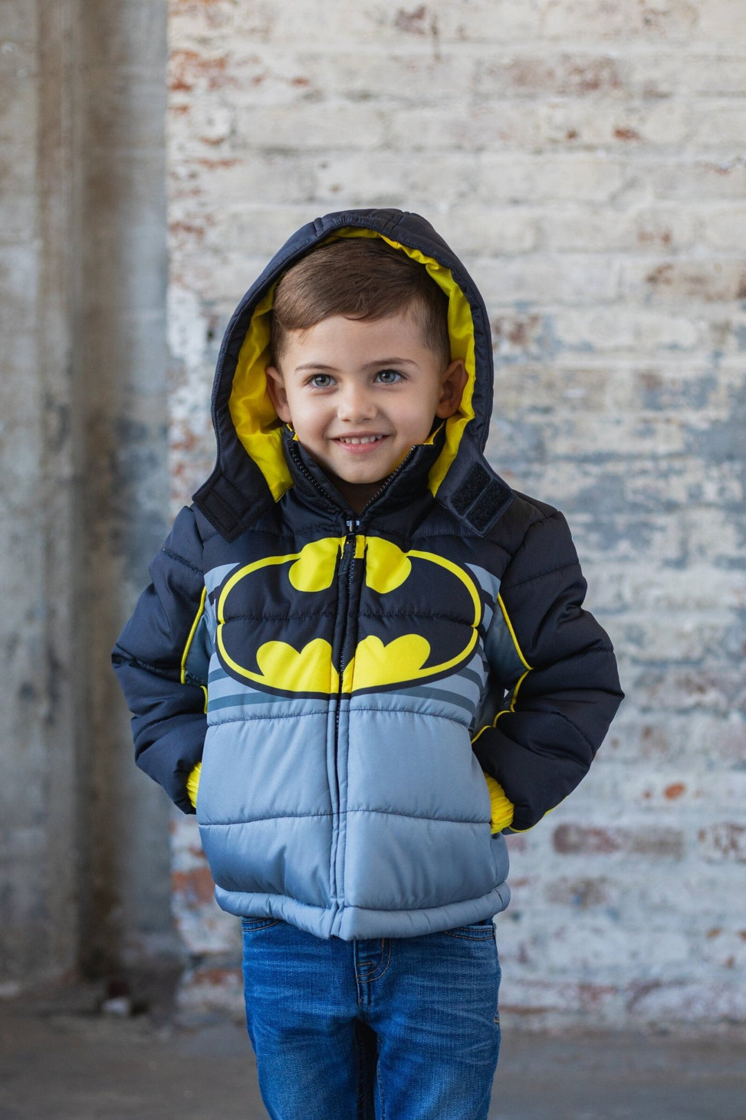 DC Comics Justice League Batman Zip Up Winter Coat Puffer Jacket - imagikids