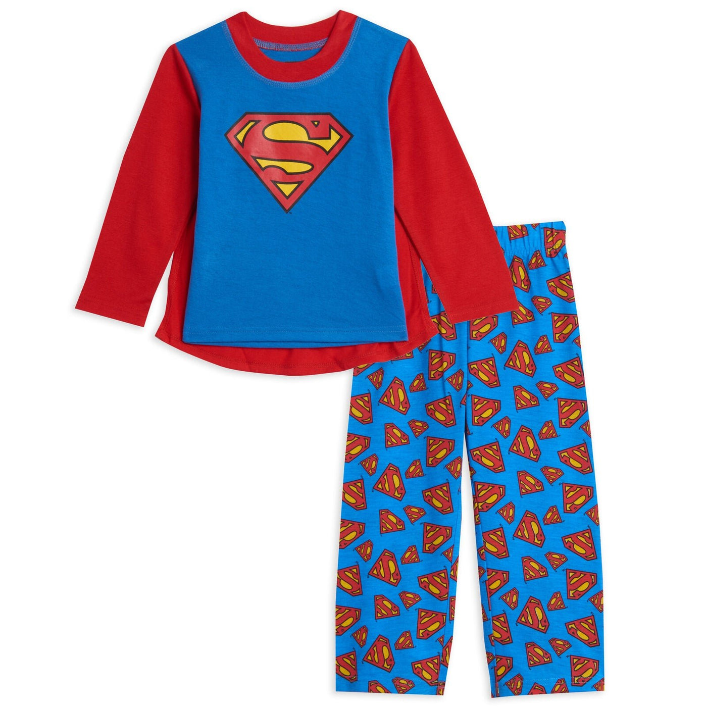 DC Comics Justice League Superman Pajama Shirt Pants and Cape 3 Piece Set - imagikids