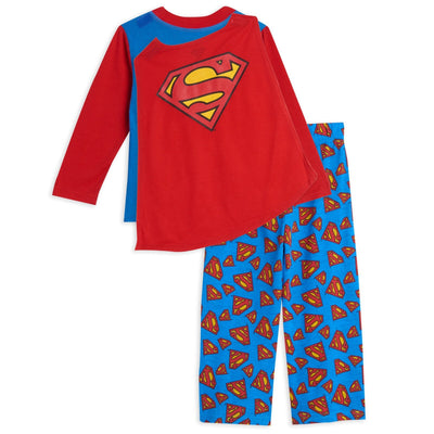 DC Comics Justice League Superman Pajama Shirt Pants and Cape 3 Piece Set - imagikids