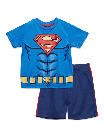 DC Comics Justice League Superman T-Shirt and Mesh Shorts Outfit Set - imagikids