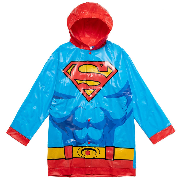 DC Comics Justice League Superman Waterproof Rain Jacket Cape and Umbrella 3 Piece Outfit Set - imagikids