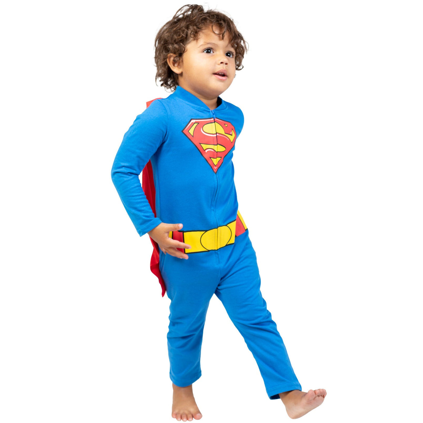 DC Comics Justice League Superman Zip Up Cosplay Costume Coverall and Cape - imagikids