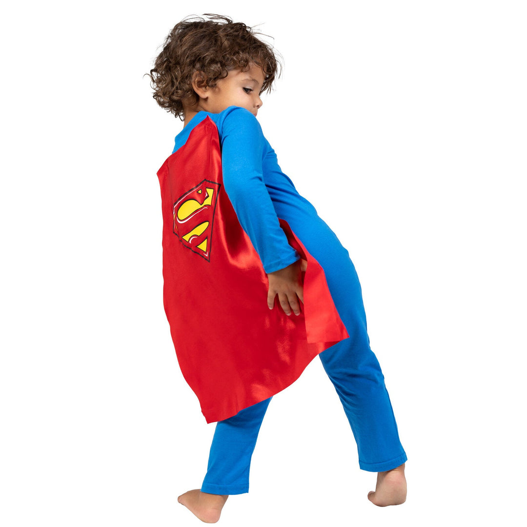 DC Comics Justice League Superman Zip Up Cosplay Costume Coverall and Cape - imagikids