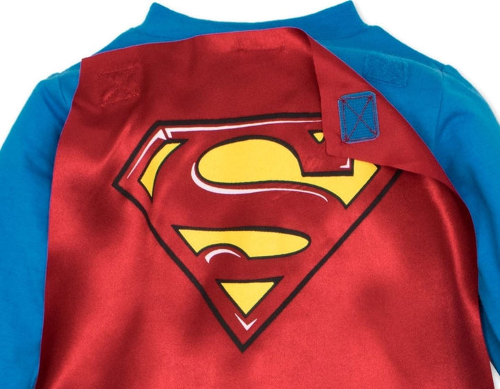 DC Comics Justice League Superman Zip Up Cosplay Costume Coverall and Cape - imagikids