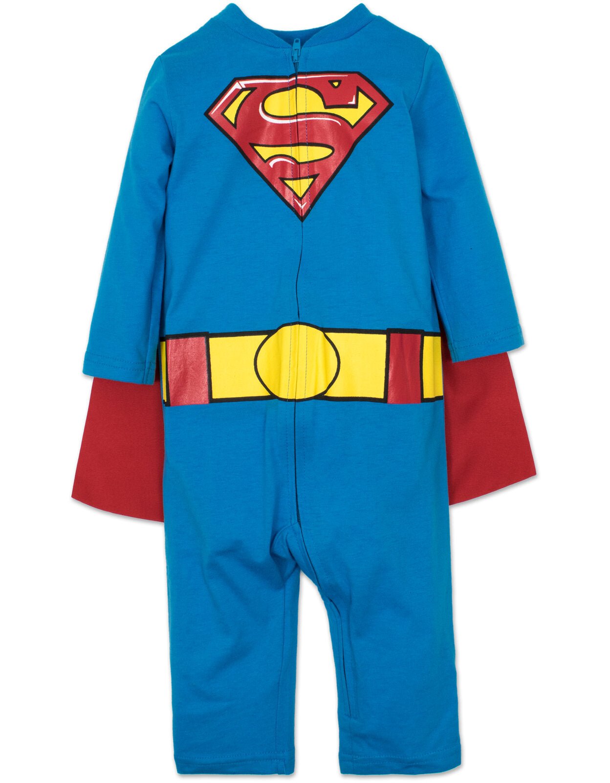 DC Comics Justice League Superman Zip Up Cosplay Costume Coverall and Cape - imagikids