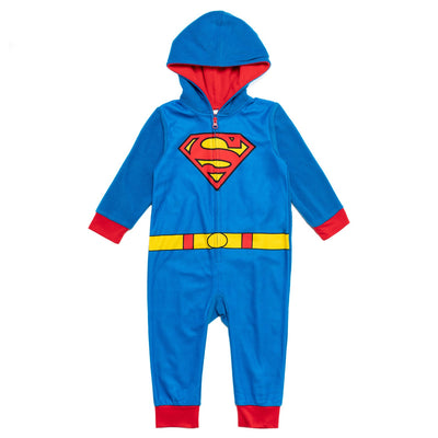 DC Comics Justice League Superman Zip Up Cosplay Fleece Coverall and Cape - imagikids