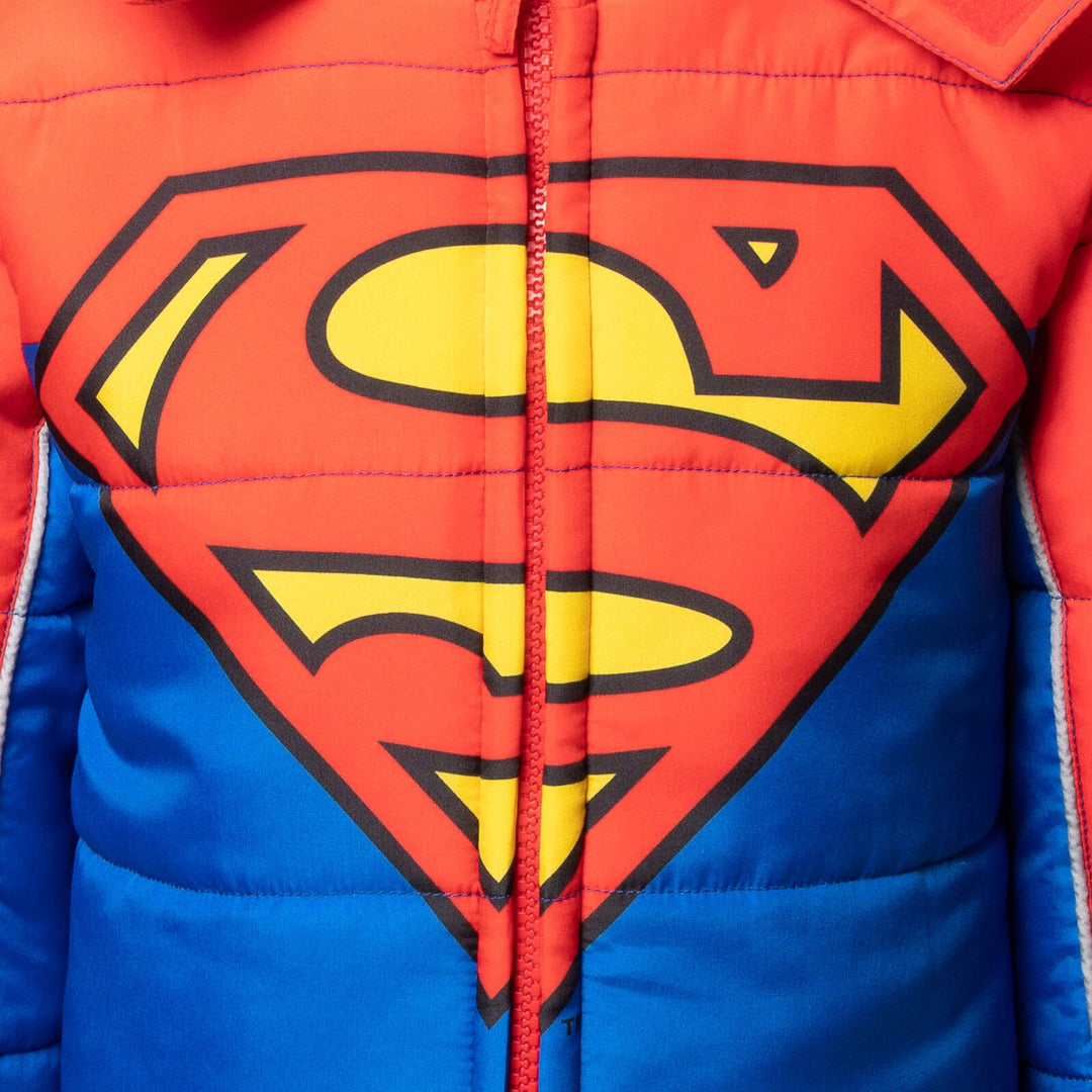 DC Comics Justice League Superman Zip Up Winter Coat Puffer Jacket - imagikids