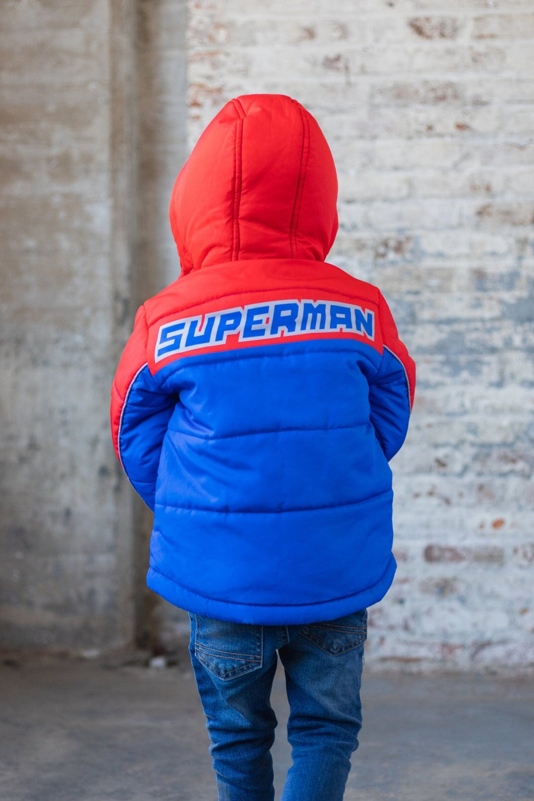 DC Comics Justice League Superman Zip Up Winter Coat Puffer Jacket - imagikids