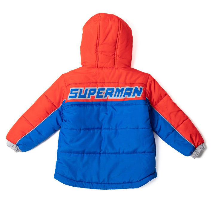 DC Comics Justice League Superman Zip Up Winter Coat Puffer Jacket - imagikids