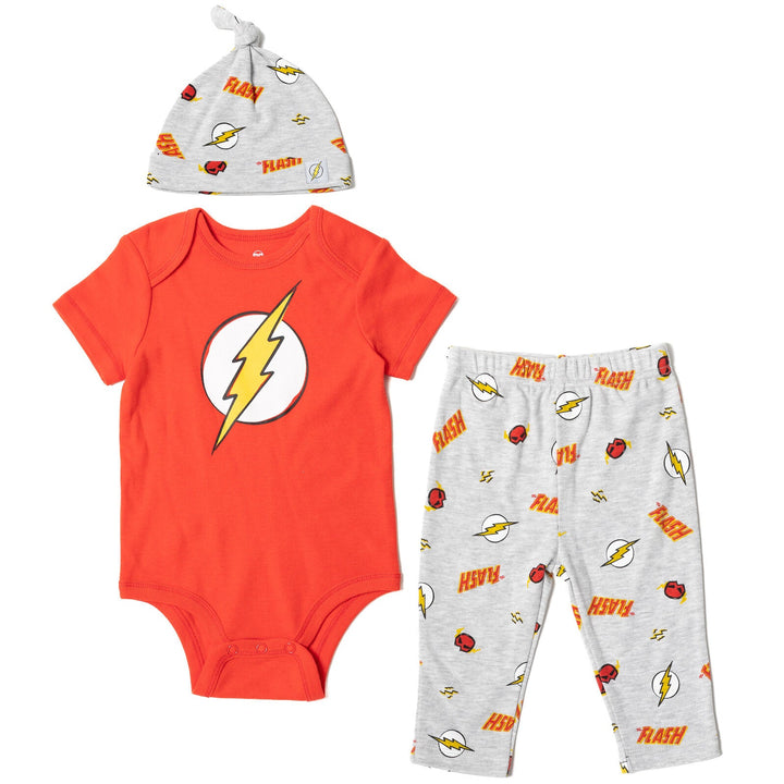 DC Comics Justice League The Flash Bodysuit Pants and Hat 3 Piece Outfit Set - imagikids