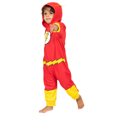DC Comics Justice League The Flash Fleece Zip Up Pajama Coverall - imagikids