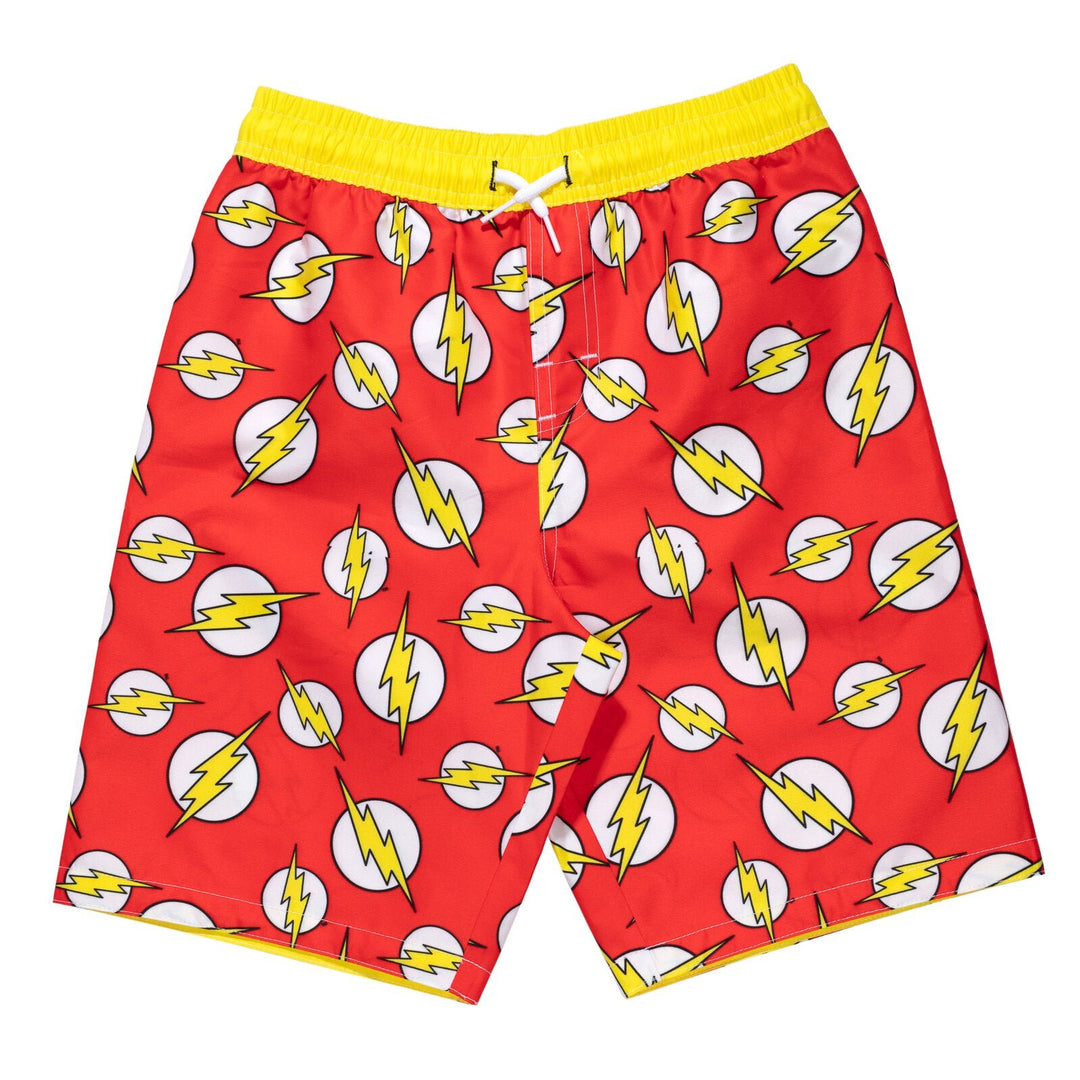 DC Comics Justice League The Flash UPF 50+ Rash Guard Swim Trunks Outfit Set - imagikids