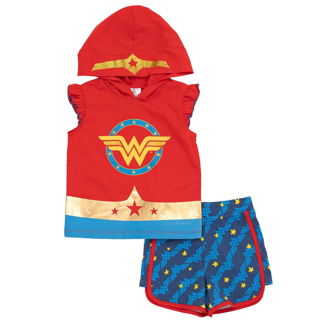 DC Comics Justice League Wonder Woman Tank Top and Active Retro Dolphin French Terry Shorts - imagikids