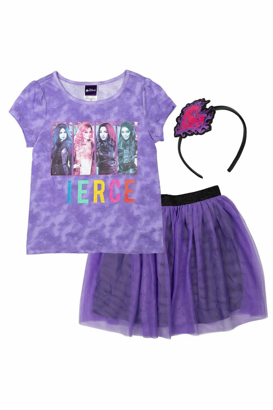 Descendants Audrey 3 Piece Outfit Set: T-Shirt Skirt Headband - imagikids