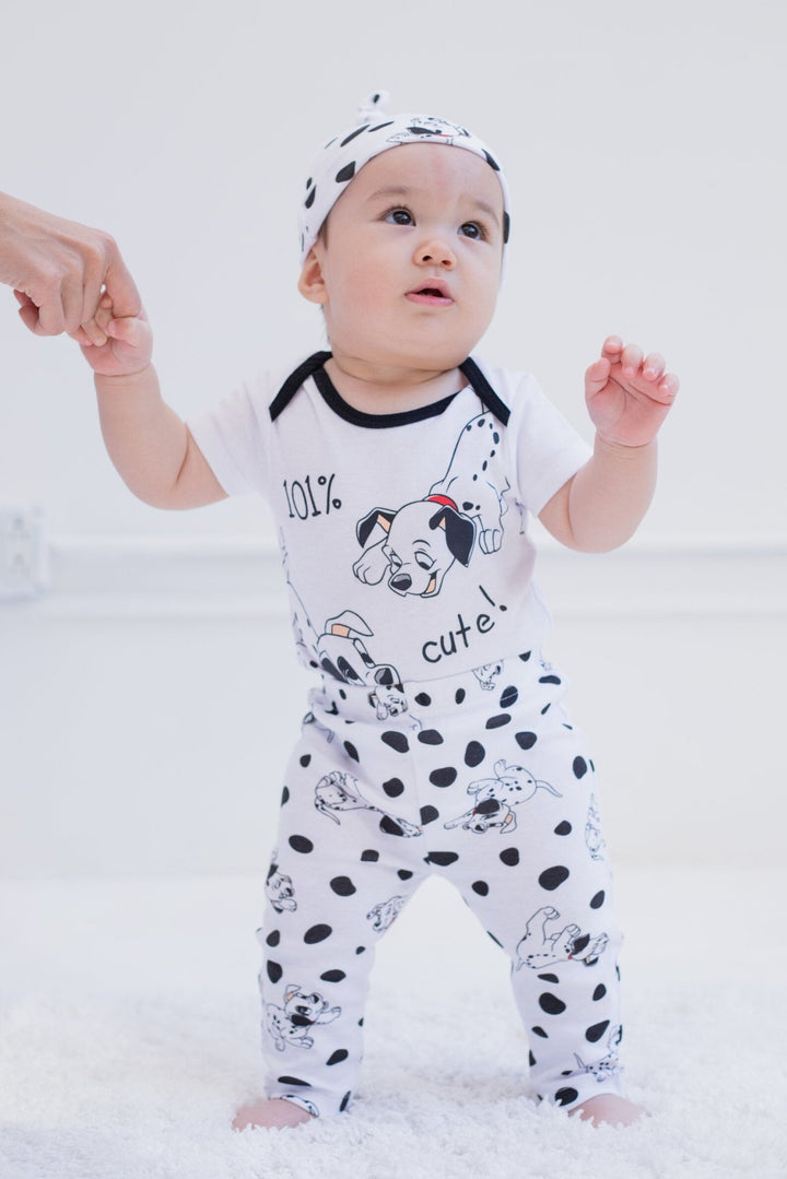 Disney 101 Dalmatians Patch Bodysuit Pants and Hat 3 Piece Outfit Set - imagikids