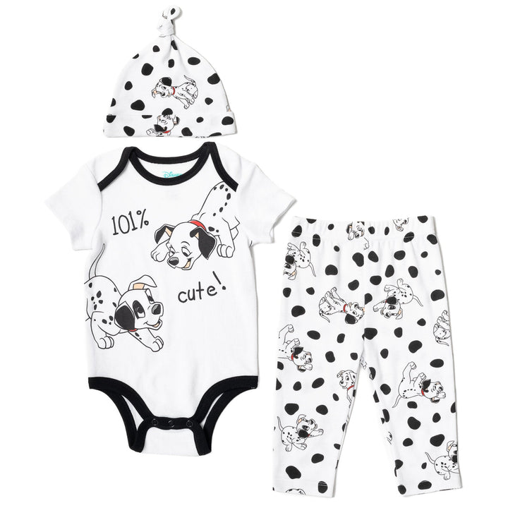 Disney 101 Dalmatians Patch Bodysuit Pants and Hat 3 Piece Outfit Set - imagikids