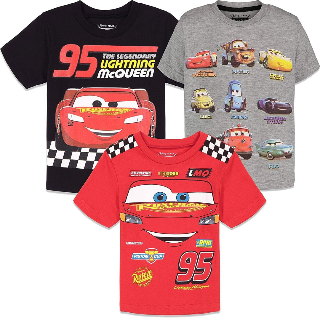 Disney Cars Lightning McQueen 3 Pack Graphic Short Sleeve T-Shirt - imagikids