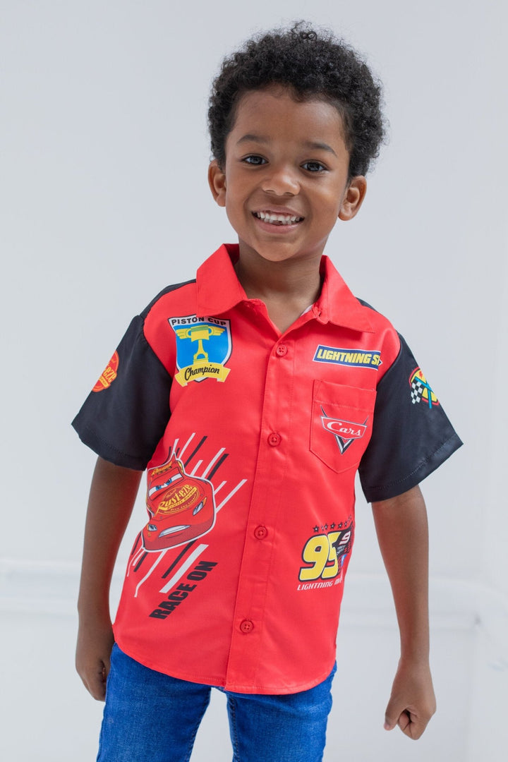 Disney Cars Lightning McQueen Hawaiian Button Down Dress Shirt - imagikids