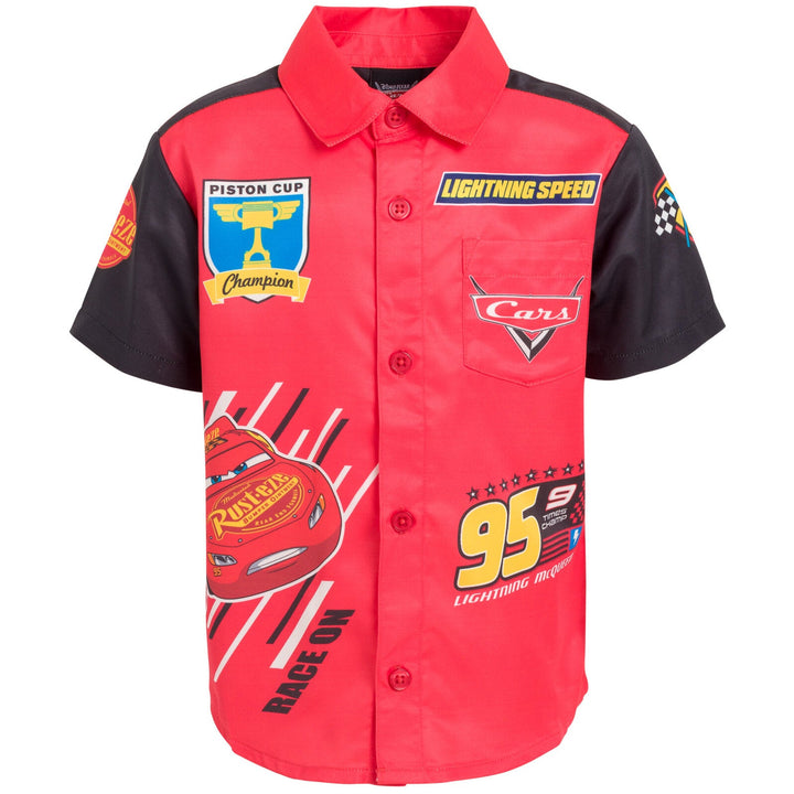 Disney Cars Lightning McQueen Hawaiian Button Down Dress Shirt - imagikids