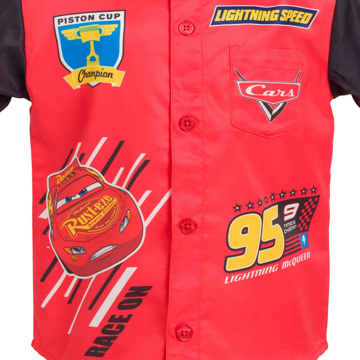 Disney Cars Lightning McQueen Hawaiian Button Down Dress Shirt - imagikids