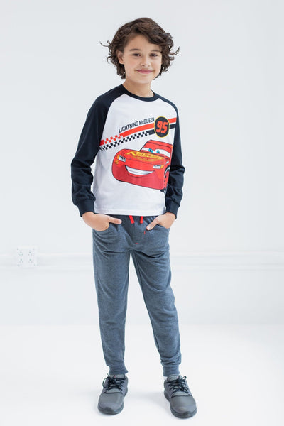 Disney Cars Lightning McQueen T-Shirt and Jogger French Terry Pants Outfit Set - imagikids